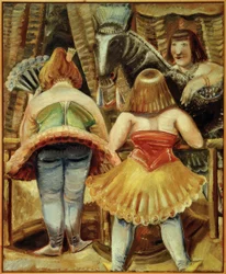 Cavallo da circo con tre donne