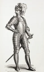 Un cavaliere in armatura completa nel XV secolo.