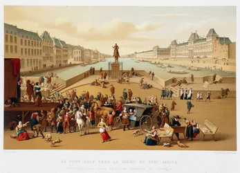 Le Pont Neuf verso la metà del XVII secolo, "XVII secolo - Istituzioni: usi e costumi, Francia 1590-1700" di Paul Lacroix