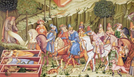 Il trionfo della morte, affresco nel Campo-Santo, Pisa, Italia, attribuito a Francesco Traini.