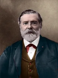 Ritratto di Etienne-Jules Marey (1830-1904), scienziato e cronofotografo inglese, inventore dello sfigmografo e pioniere della fotografia e del cinema. Foto di Nadar, Paul (1856-1939). Colorazione digitale.