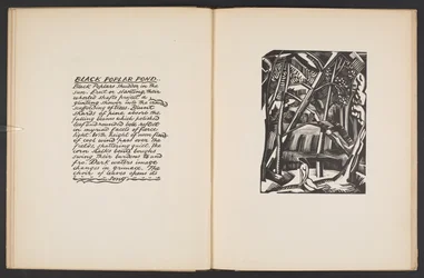 Stagno del pioppo nero, illustrazione da "Luoghi. 7 stampe riprodotte da blocchi di legno disegnati e incisi da Paul Nash, con illustrazioni in prosa". Londra, William Heinemann