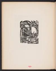 Illustrazione da "Luoghi. 7 stampe riprodotte da blocchi di legno disegnati e incisi da Paul Nash, con illustrazioni in prosa". Londra, William Heinemann, carta finale