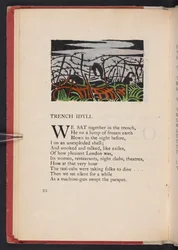 Idillio di trincea, illustrazione da "Images of War" di Richard Aldington. Londra, The Beaumont Press, pagina 22.