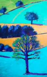 Cotswold Valley #3 (dettaglio), 2024 (acrilico su tavola)