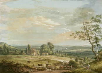 Vista lontana di Maidstone, dal Lower Bell Inn, Boxley Hill