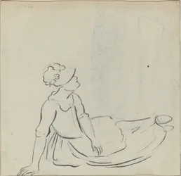 Ragazza con cappello reclinata (verso)