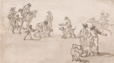 Gruppo di figure: una lotta tra cani