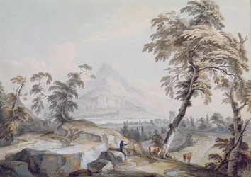 Paesaggio italianeggiante con viaggiatori, n.1