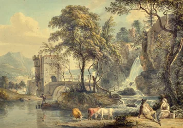 Paesaggio con cascata