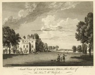 Vista sud di Strawberry Hill, Twickenham, Londra, la residenza dell
