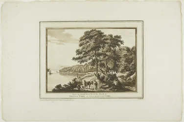 Vista sul fiume Neath dalla casa a Briton Ferry nel Glamorgan Shire, da Dodici vedute in acquatinta da disegni presi sul posto nel Galles del Sud