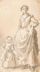 Donna e bambino con una bambola