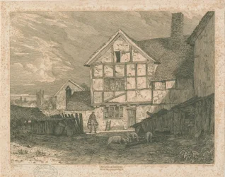 Wolverhampton - Rovine di una casa a graticcio: incisione su acciaio, nd [c 1815]