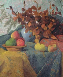 Natura morta di mele e foglie autunnali, 1910