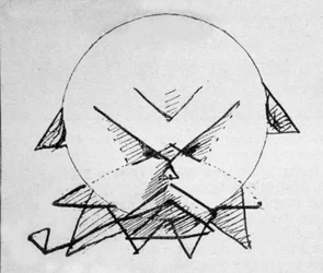 Autoritratto disegnato del poeta Paul Verlaine (1844-1896)