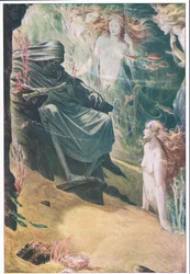 A cinque braccia di profondità giace tuo padre: delle sue ossa sono fatti coralli, illustrazione da La Tempesta, 1908