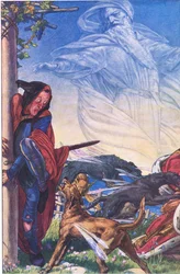 Furia! Furia! Là, tiranno, là Ascolta! Ascolta!, illustrazione da La Tempesta, 1908