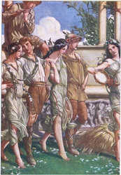 Giunone, Cerere e la Maschera delle ninfe e Mietitori, illustrazione da La Tempesta, 1908