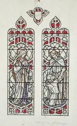 Progetti di finestre raffiguranti Santa Maria Maddalena e Cristo con San Pietro per la Chiesa Parrocchiale di Claverton