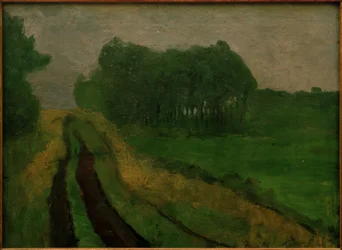 Paesaggio serale con pini