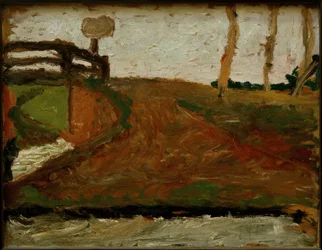Paesaggio di brughiera paludosa con ponte
