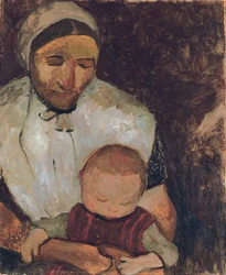 Donna seduta con bambino in grembo; Sitzende Bauerin mit Kind auf dem Schoss, 1903