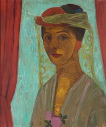 Autoritratto con cappello e velo