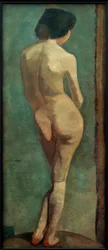 Nudo femminile di schiena in piedi