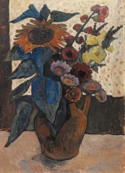 Natura morta con girasoli, malvarose e dalie. 1907