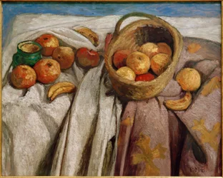 Natura morta con mele e banane