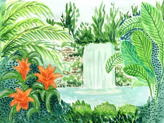 Oasi con cascata tropicale