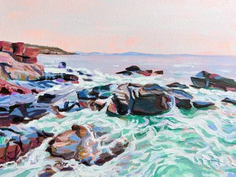 Una costa rocciosa dai colori vivaci