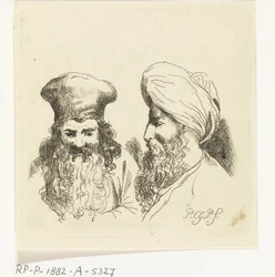 Due teste di uomini con turbante