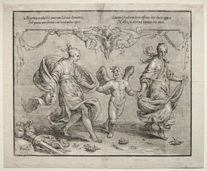 Cupido che danza con due donne allegoriche, 1612