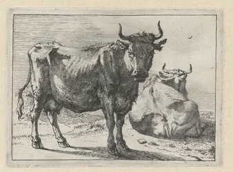 Una mucca in piedi e una sdraiata (Het Bullenboekje)