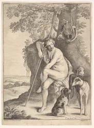 Figura seduta di Diana la cacciatrice
