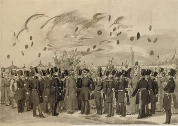 Il Granduca Mikhail Pavlovich visita il campo del reggimento della Guardia della Vita Finlandese