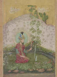 Dettaglio di Humayun seduto in un paesaggio, dal Tardo Album di Shah Jahan, c.1650