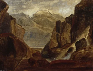 Paesaggio del fiordo con cascata
