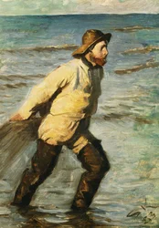 Un pescatore che tira le reti