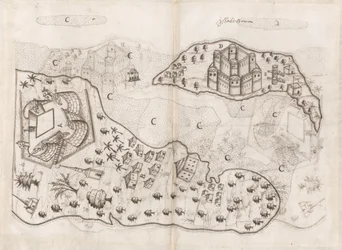 Piano portoghese delle isole del Bahrain, Livro do Estado da India Oriental di Pedro Barreto de Resende, Sloane MS 197, f.165v-166r