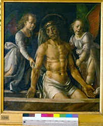 Cristo nel sepolcro tra due angeli