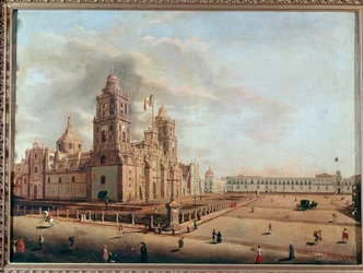 Veduta della Cattedrale Metropolitana e del Palazzo Nazionale, Città del Messico