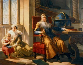 Isaac Newtong scopre la rifrazione della luce (dipinto su tela)