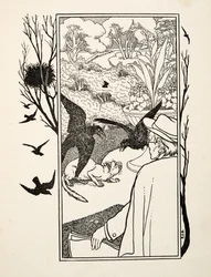 Il gatto e i corvi, da A Hundred Anecdotes of Animals, pub. 1924