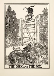 Il Gallo e la Volpe, da Cento Favole di Esopo, pub.1903