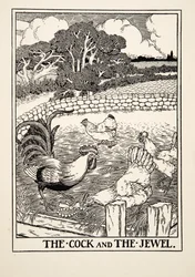 Il gallo e il gioiello, da Cento favole di Esopo, pub.1903