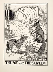 La volpe e il leone malato, da Cento favole di Esopo, pub.1903