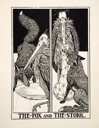 La volpe e la cicogna, da Cento favole di Esopo, pub.1903